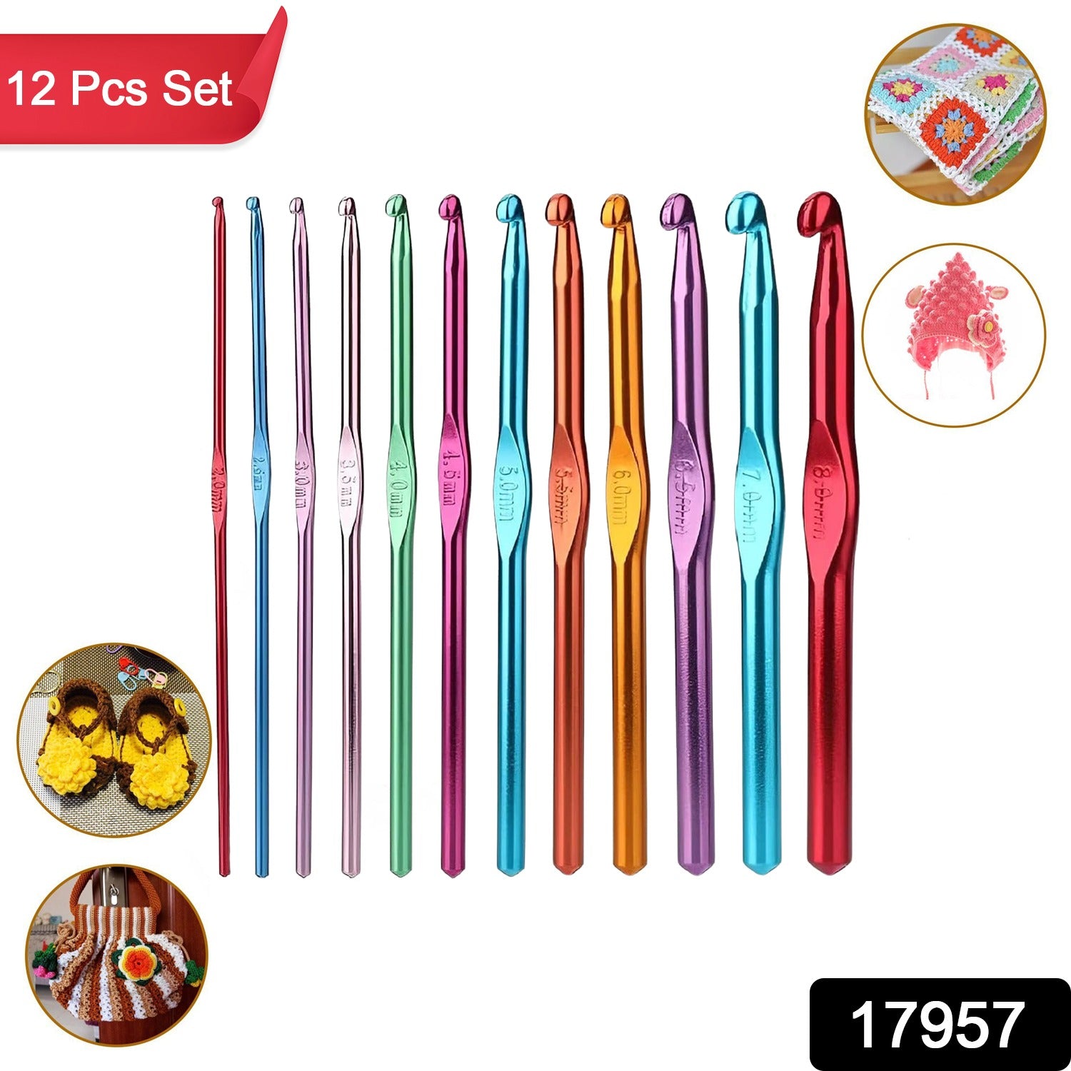 Aluminium Multicolor Knitting Needles Crochet Kit (12 Pcs Set) Aluminium Multicolor Knitting Needles Crochet Kit (12 Pcs Set)